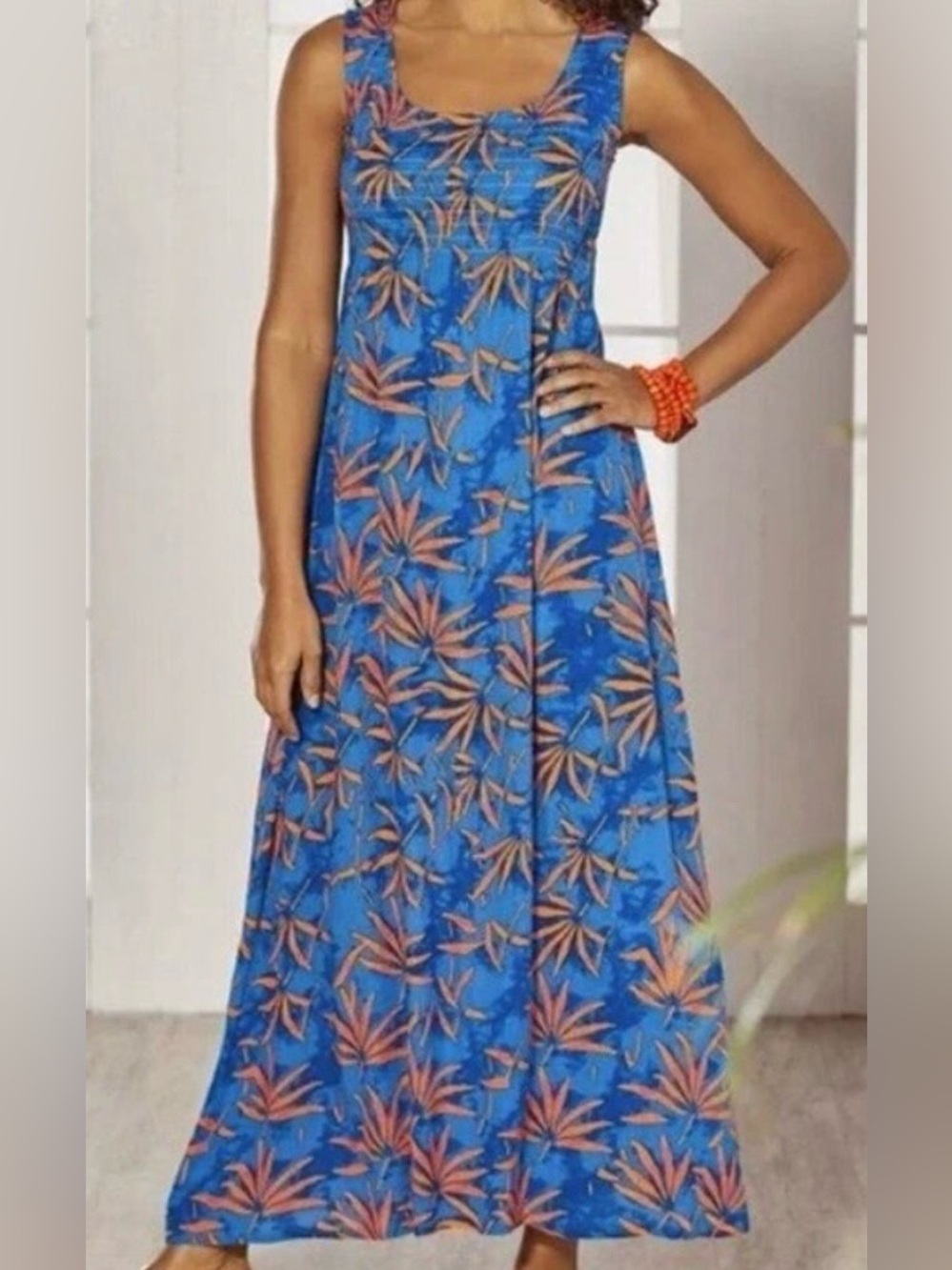♥️Soft Surroundings Ojai Maxi Dress Womens Size Large Tropical Aloha